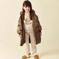 Monnalisa Girls Beige Faux Suede Sparkle Slippers New