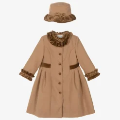 Sarah Louise Girls Beige Felted Hat & Coat Set Best