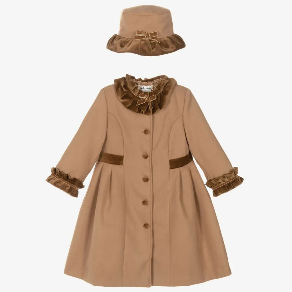 Sarah Louise Girls Beige Felted Hat & Coat Set Best