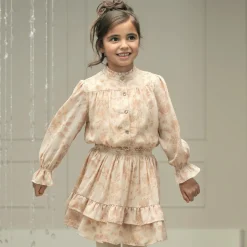 Le Chic Girls Beige Floral Crêpe Chiffon Skirt Outlet