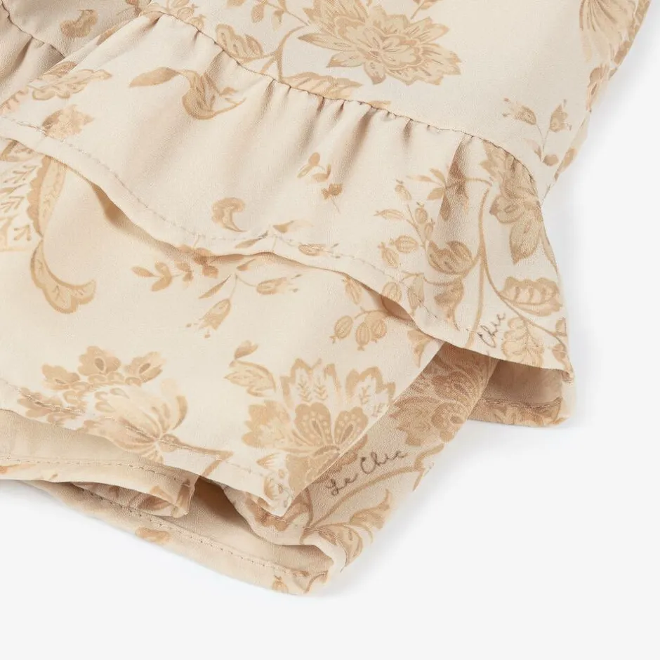 Le Chic Girls Beige Floral Crêpe Chiffon Skirt Outlet