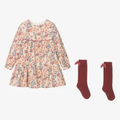 Tutto Piccolo Girls Beige Floral Dress Set Online