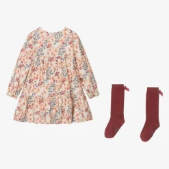 Tutto Piccolo Girls Beige Floral Dress Set Online