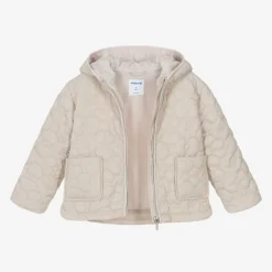 Mayoral Girls Beige Floral Quilted Jacket Discount