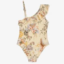 Zimmermann Girls Beige Floral Swimsuit CreamMultiFloral New