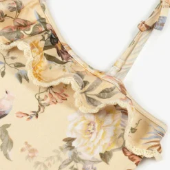 Zimmermann Girls Beige Floral Swimsuit CreamMultiFloral New