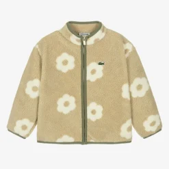 Lacoste Girls Beige Floral Teddy Fleece Jacket Clearance