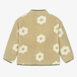 Lacoste Girls Beige Floral Teddy Fleece Jacket Clearance