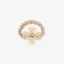David Charles Girls Beige Flower Hair Elastic (4cm) Online