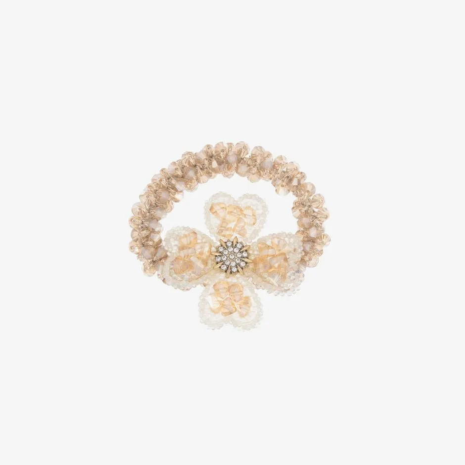 David Charles Girls Beige Flower Hair Elastic (4cm) Online