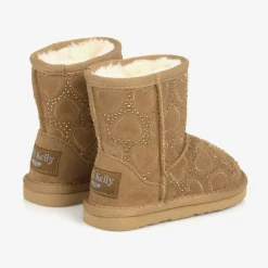 Lelli Kelly Girls Beige Heart & Diamanté Suede Boots Discount