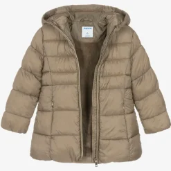 Mayoral Girls Beige Hooded Puffer Coat New