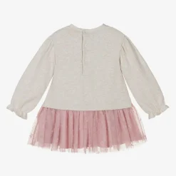 Mayoral Girls Beige Jersey & Tulle Dress Hot