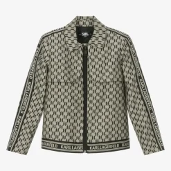 KARL LAGERFELD KIDS Girls Beige KL Monogram Jacket Hot