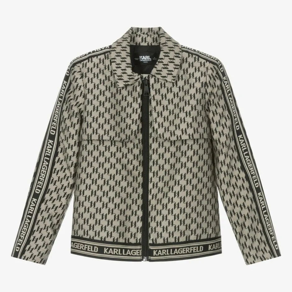 KARL LAGERFELD KIDS Girls Beige KL Monogram Jacket Hot