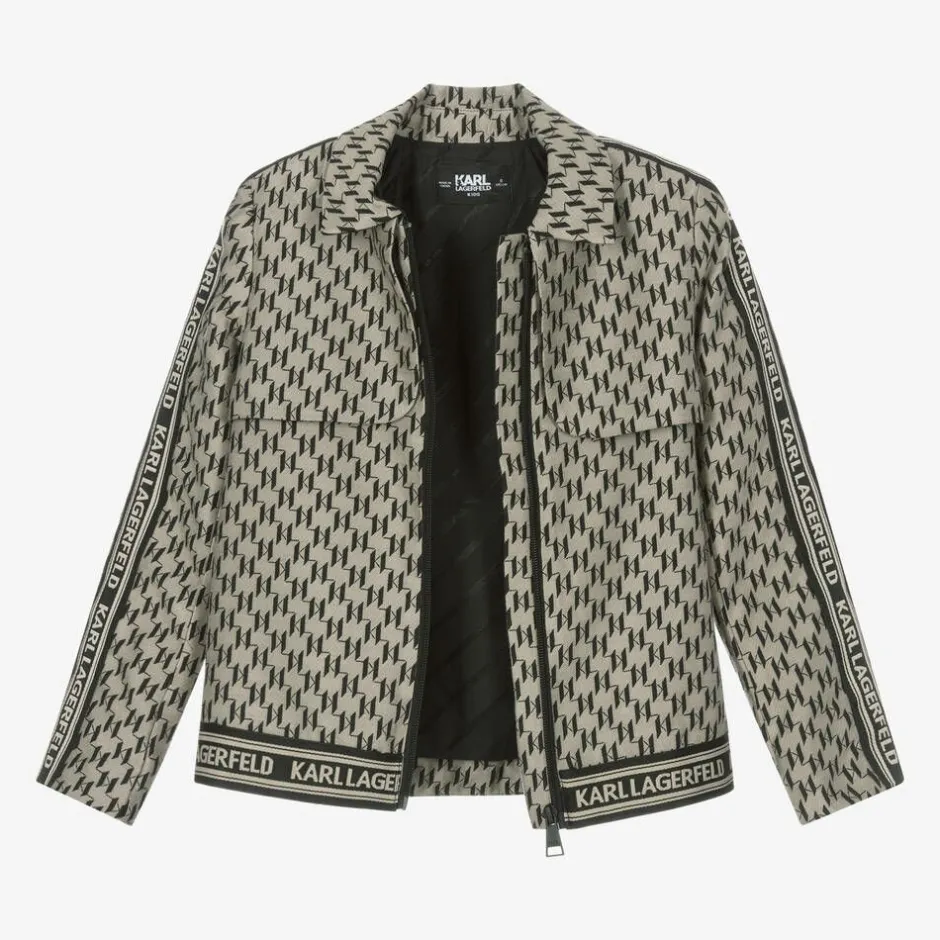KARL LAGERFELD KIDS Girls Beige KL Monogram Jacket Hot