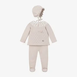 ArtesanÃa Granlei Girls Beige Knitted Babysuit & Hat Set Best