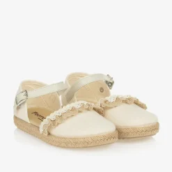 Pisamonas Girls Beige Lacey Espadrilles Best