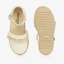 Pisamonas Girls Beige Lacey Espadrilles Best