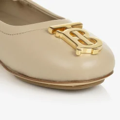 Burberry Girls Beige Leather Ballerinas Sale