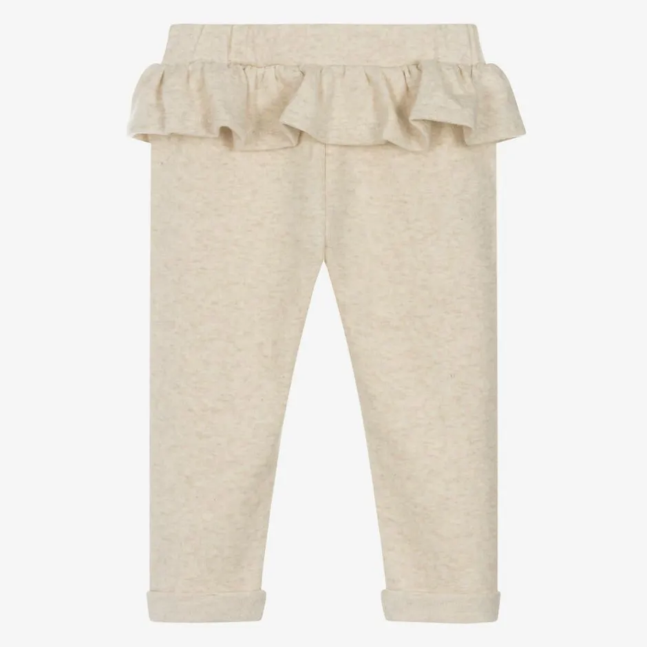 Everything Must Change Girls Beige Marl Cotton Bow Trousers Discount