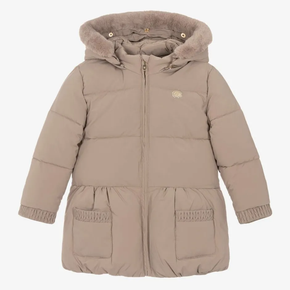 Tartine et Chocolat Girls Beige Padded Puffer Coat Clearance
