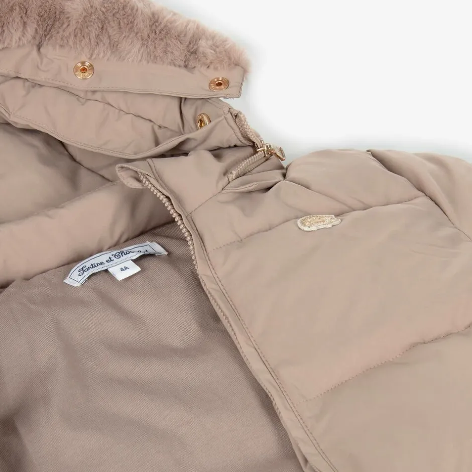 Tartine et Chocolat Girls Beige Padded Puffer Coat Clearance