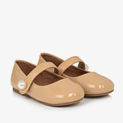 Age of Innocence Girls Beige Patent Leather Pearl Shoes Online