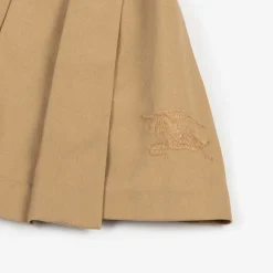 Burberry Girls Beige Pleated Twill Skirt New