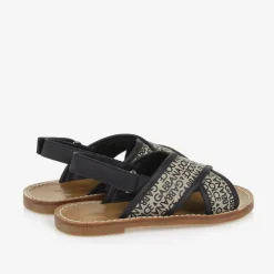 Dolce amp; Gabbana Girls Beige Printed Canvas Velcro Sandals Best