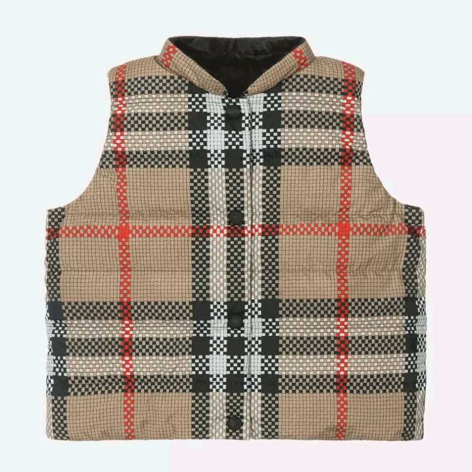 Burberry Girls Beige Reversible Check Gilet Clearance