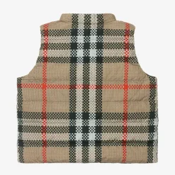 Burberry Girls Beige Reversible Check Gilet Clearance