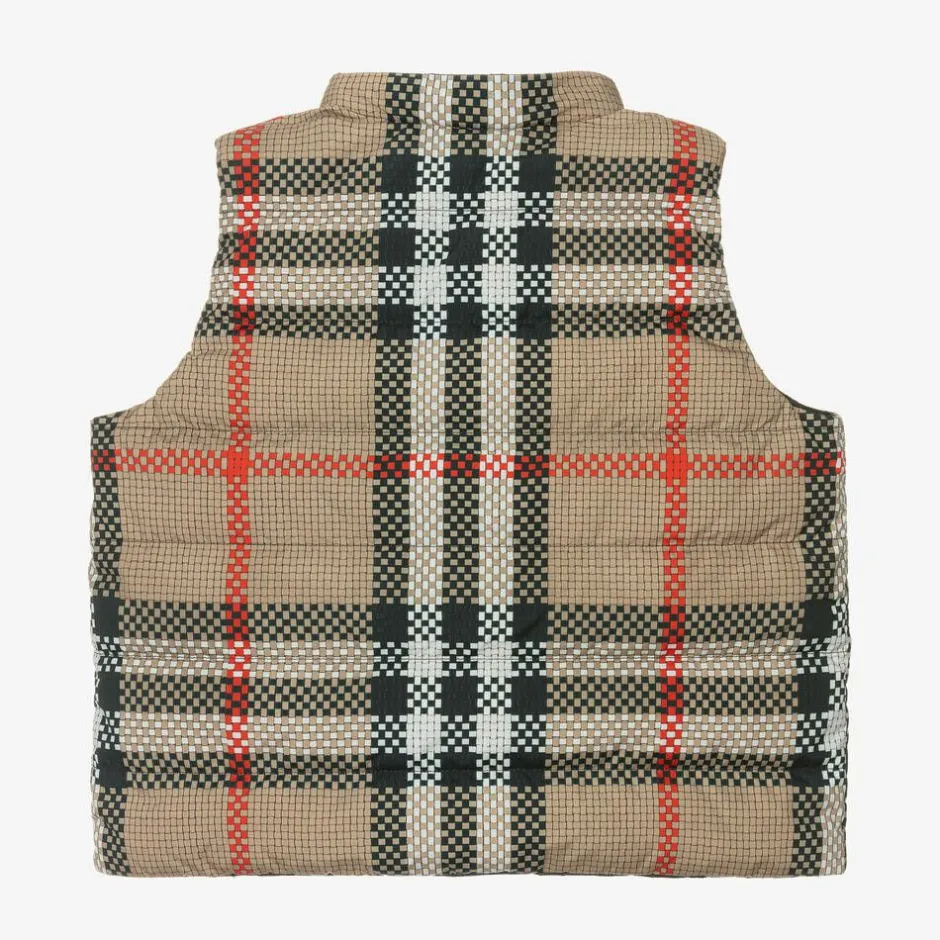 Burberry Girls Beige Reversible Check Gilet Clearance