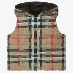 Burberry Girls Beige Reversible Check Gilet Clearance
