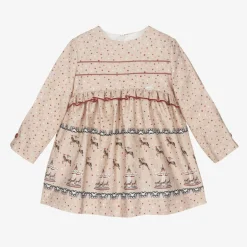 Miranda Girls Beige Star Print Cotton Dress Outlet