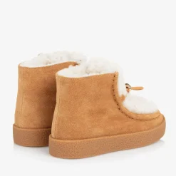 Age of Innocence Girls Beige Suede & Shearling Leather Boots New