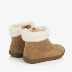 Geox Girls Beige Suede Leather Boots