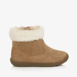 Geox Girls Beige Suede Leather Boots