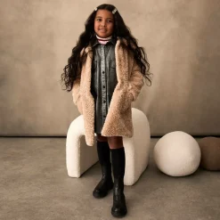 Monnalisa Girls Beige Teddy Fleece Coat Online