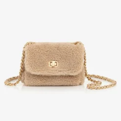 Milledeux Girls Beige Teddy Fleece Bag (12cm)