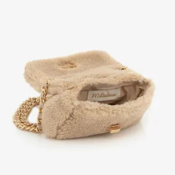 Milledeux Girls Beige Teddy Fleece Bag (12cm)