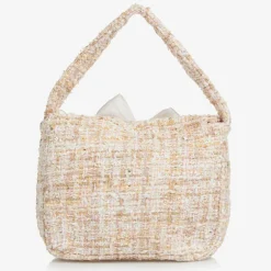 Patachou Girls Beige Tweed Bow Handbag (21cm) Discount