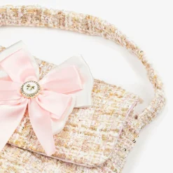 Patachou Girls Beige Tweed Bow Handbag (21cm) Discount