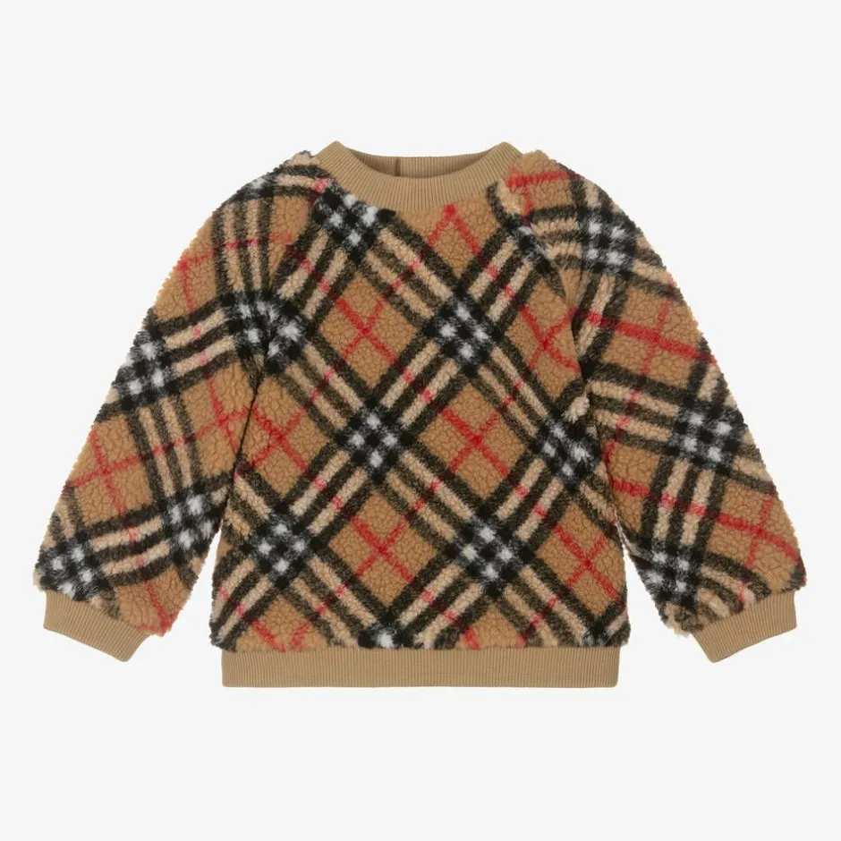 Burberry Girls Beige Vintage Check Fleece Sweatshirt Online