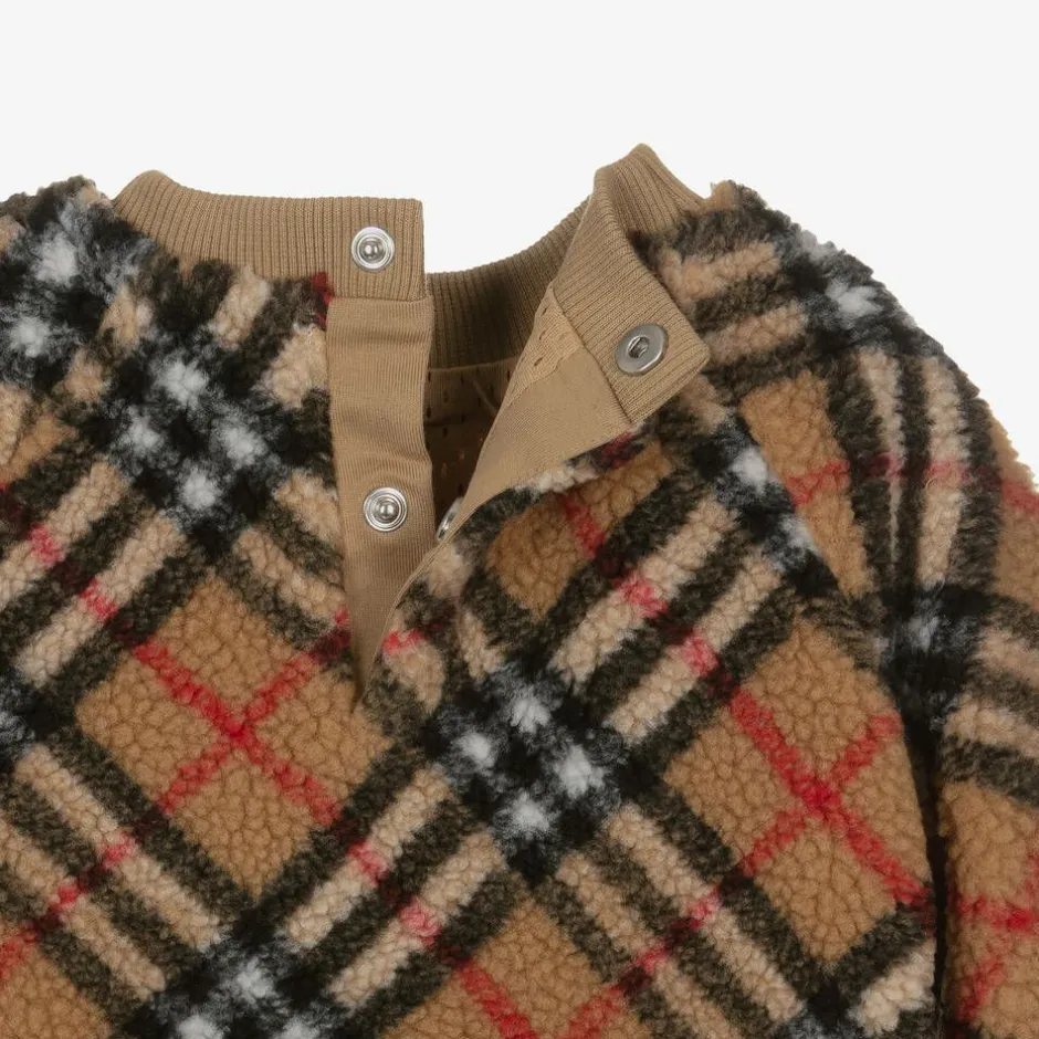 Burberry Girls Beige Vintage Check Fleece Sweatshirt Online