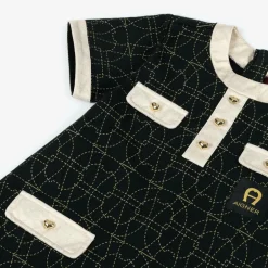 AIGNER Girls Black & Gold Cotton Dress Online