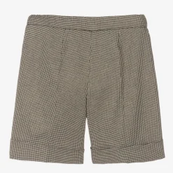 Il Gufo Girls Black & Gold Houndstooth Shorts Online