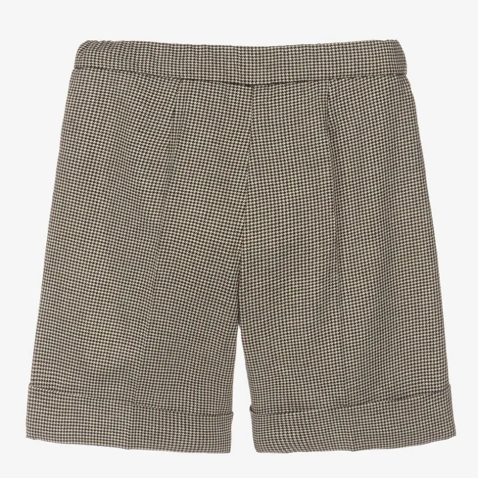 Il Gufo Girls Black & Gold Houndstooth Shorts Online