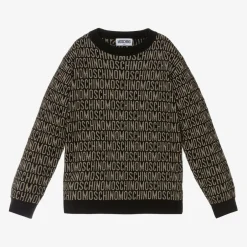 Moschino Kid-Teen Girls Black & Gold Jacquard Sweater