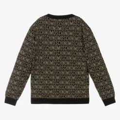 Moschino Kid-Teen Girls Black & Gold Jacquard Sweater